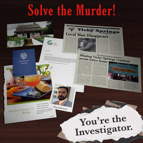 Underwood Cellars evidence photo highlights clues for investigative play at home.
