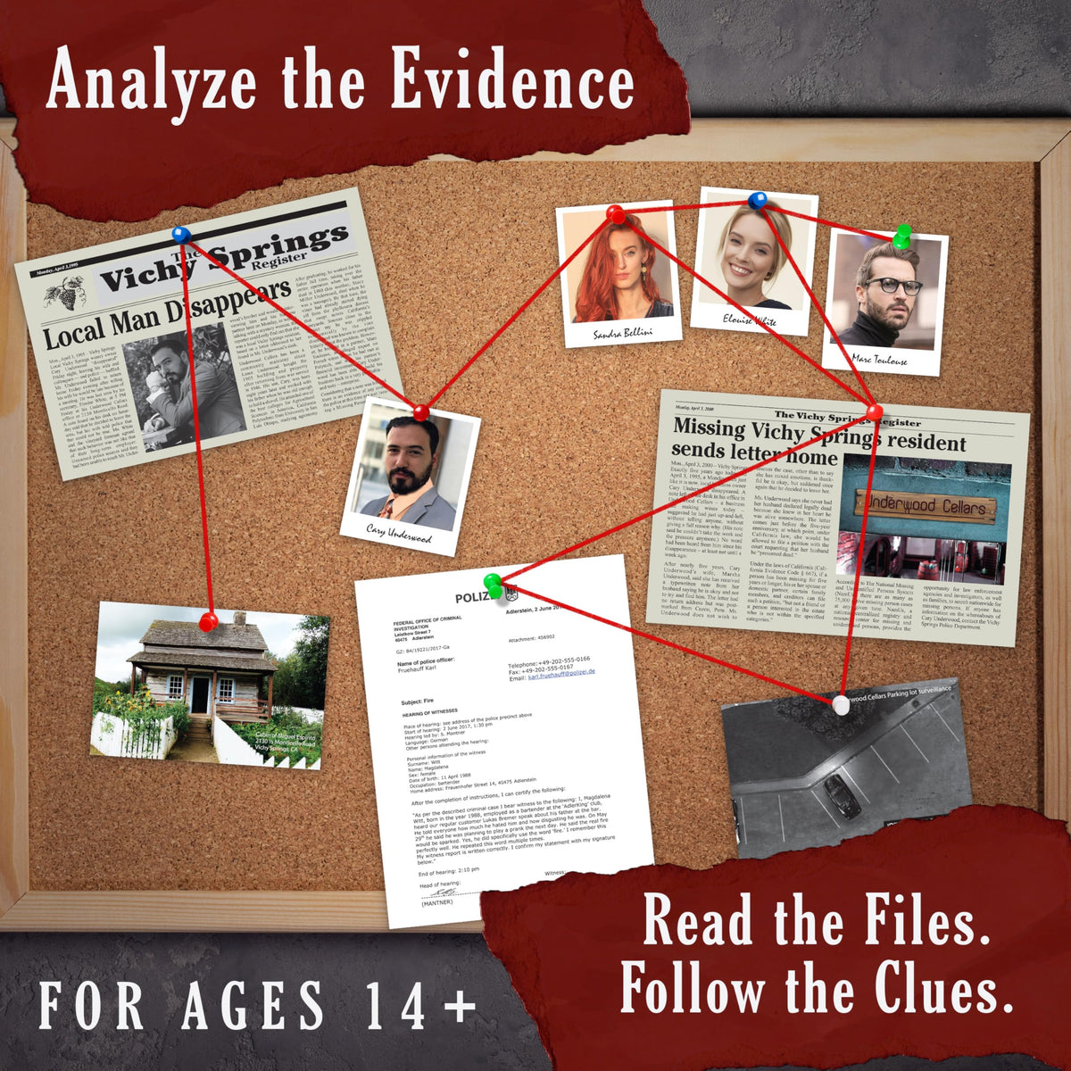 Murder Mystery Party Underwood Cellars suspect interview page enhances deduction practice.
