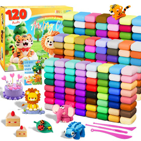 MuseLuxe air dry clay 120-pack kit for vibrant crafts and quick air drying.