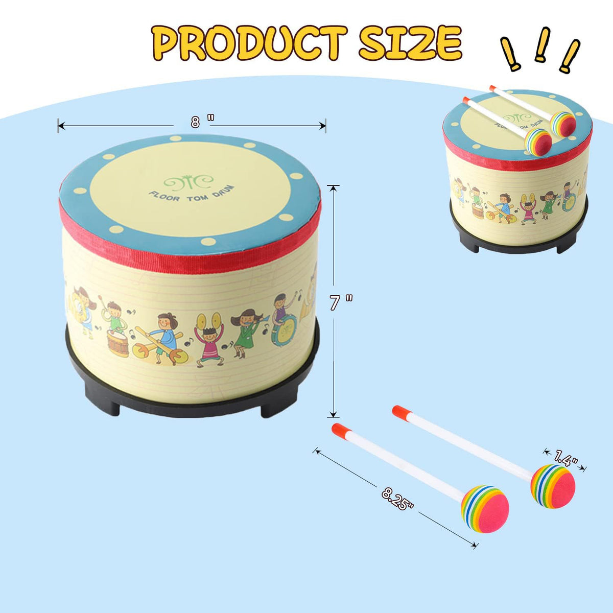 Musfunny floor tom drum durable drum head and body for rich tones