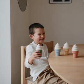 Mushie color sorting with bright ice cream pieces