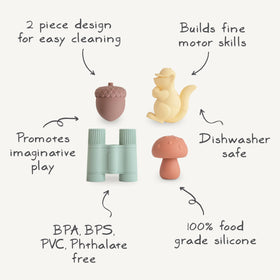 Mushie Nature Bath Toys Mushroom: durable silicone for wet and dry grip during bath play