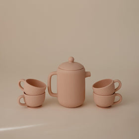 Mushie teapot removable lid shows easy pretend tea time
