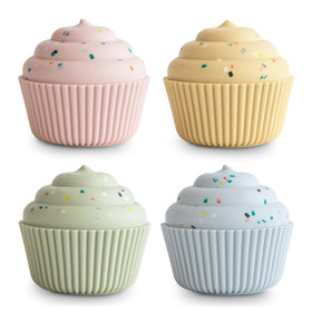 Mushie silicone mix and match cupcake toy 4-pack for imaginative play
