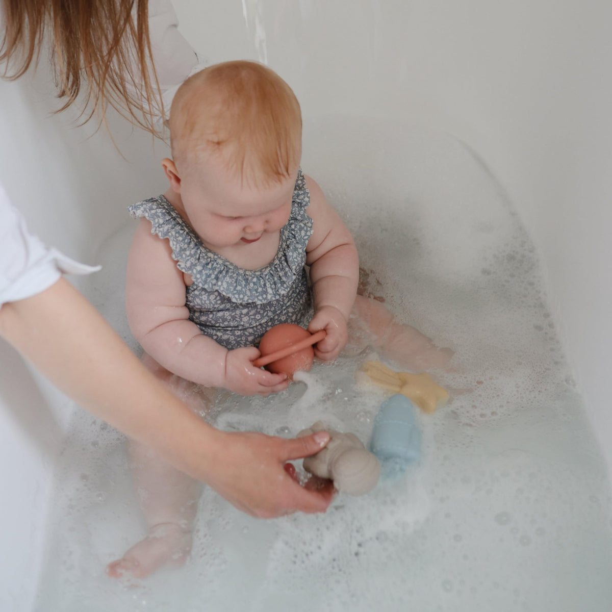 Mushie Space Bath Toys Soft Silicone; 100% food-grade material for peace of mind.
