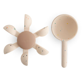 Mushie Water Wheel Bath Toy with spinning wheel for interactive bath play.