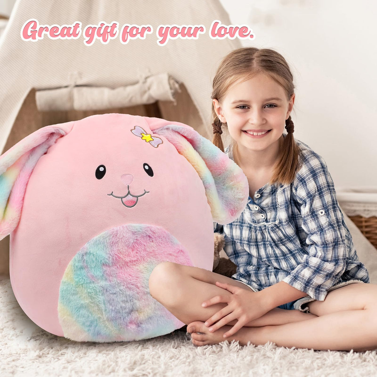 Mushymallow plush bunny decor offers a cute room accent.