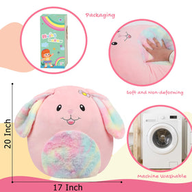 Mushymallow bunny plush rainbow belly detail brightens a kid's room.
