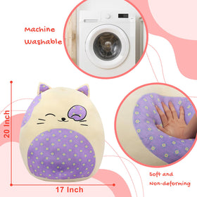 Mushymallow kitty pillow closeup showing a cute expression for comforting hugs