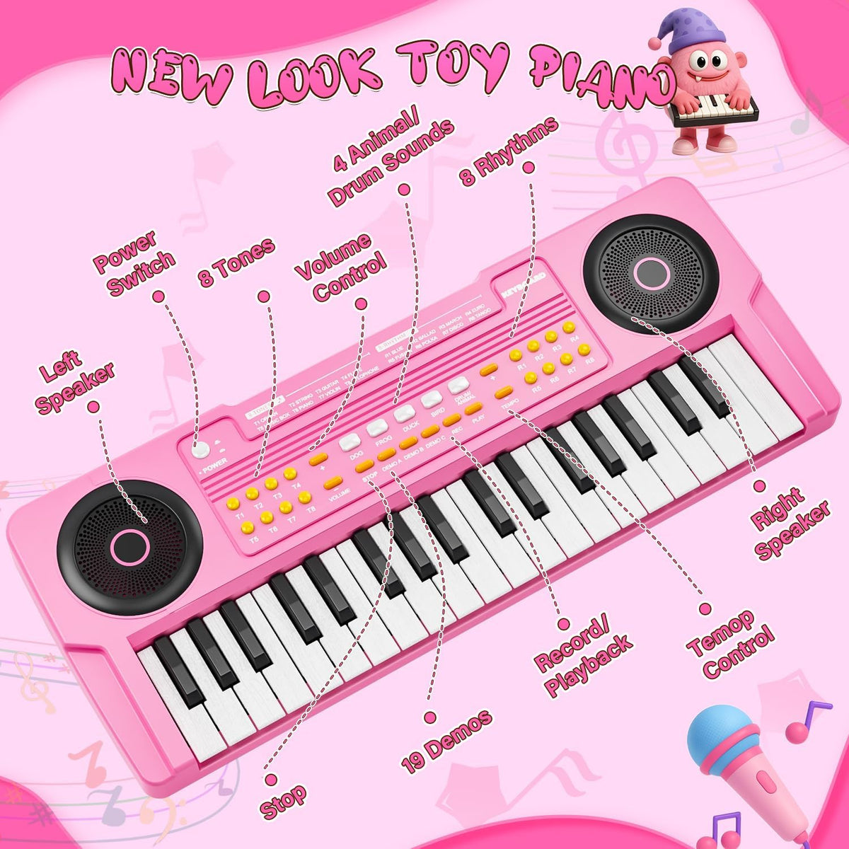 MusicForset pink gift piano ideal for birthdays and early learners