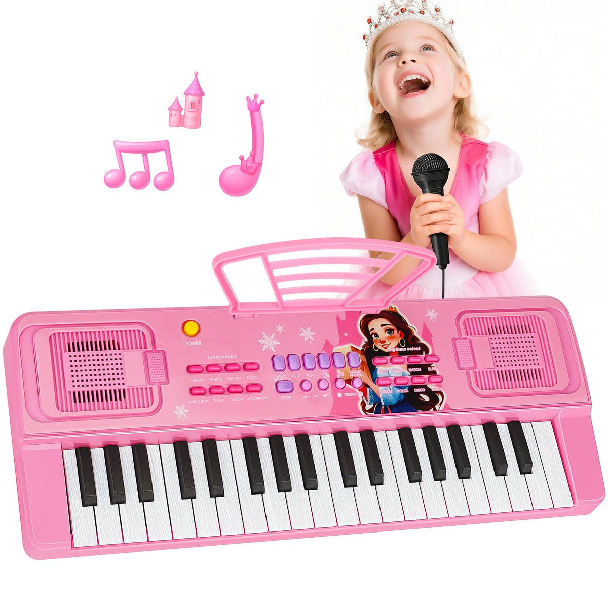 MusicForset upgraded 37-key kids piano with microphone for imaginative play