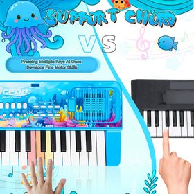 MusicForset 37-key kids piano with microphone blue, ideal for interactive singing