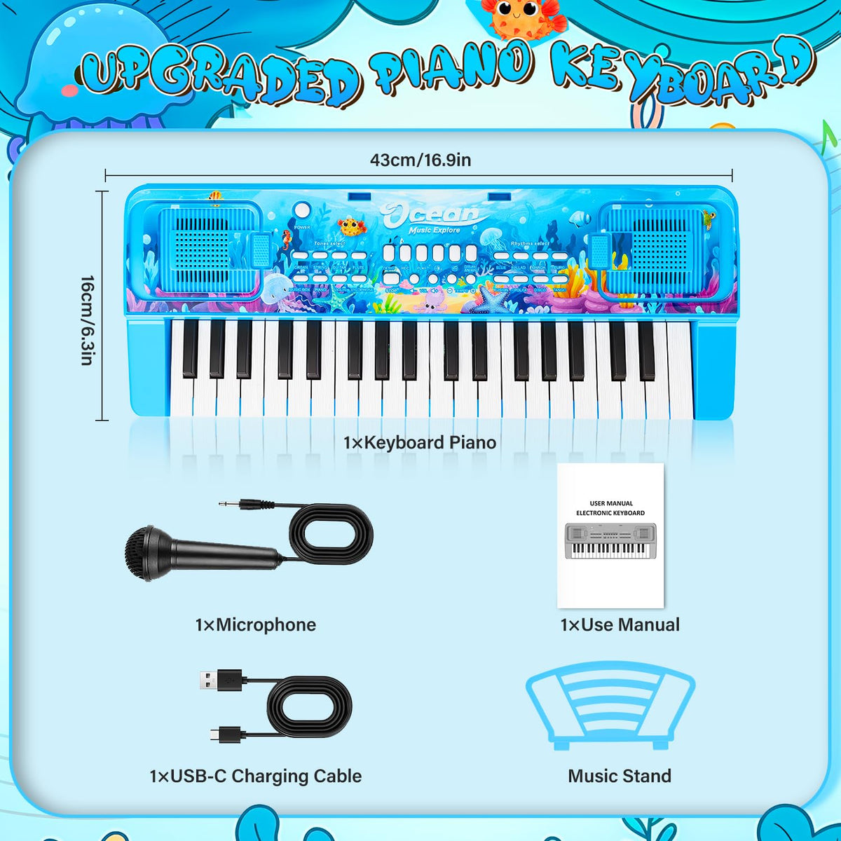 MusicForset portable stand blue, convenient for playtime with the piano