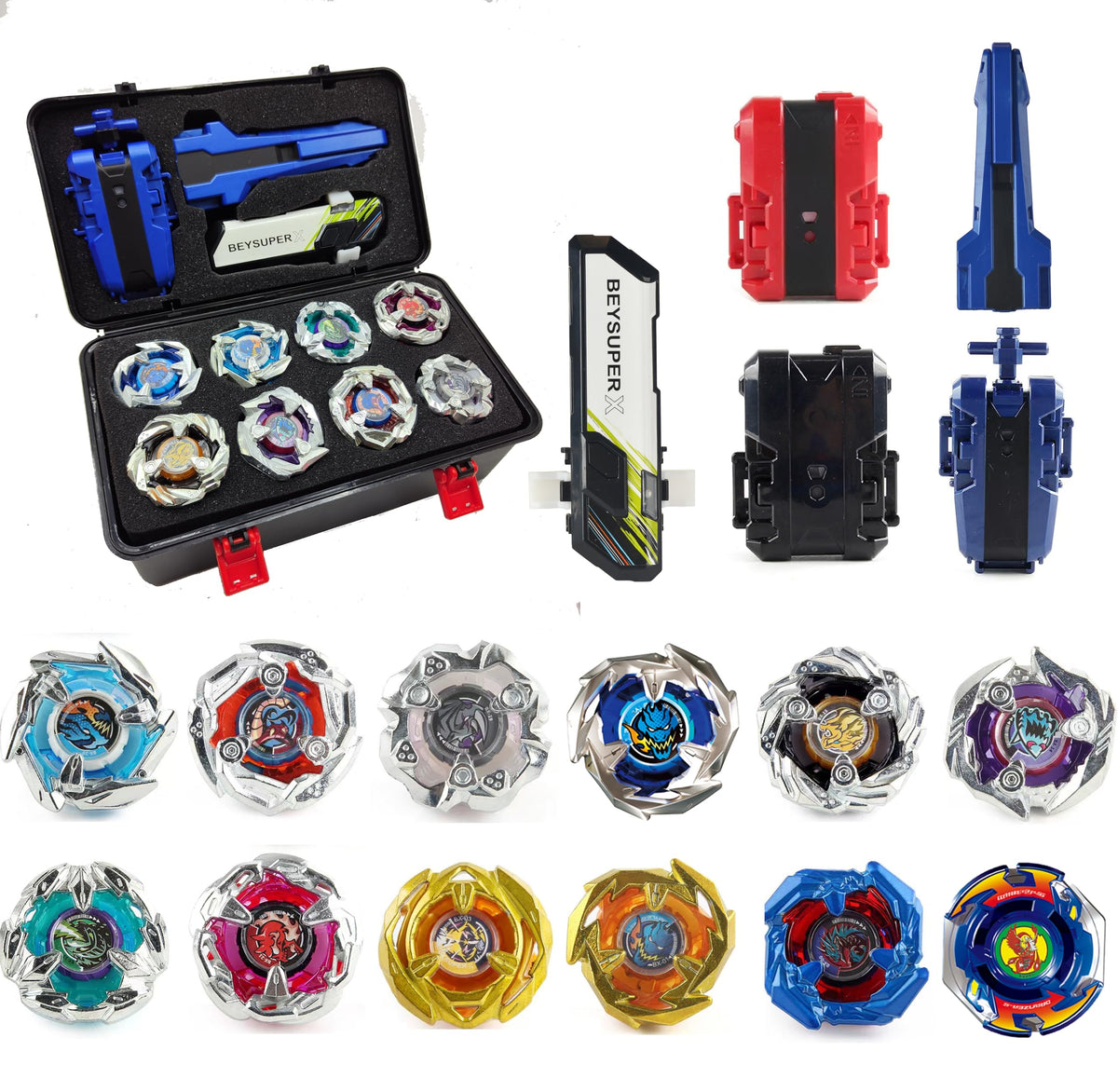 MUSTYBELT Battling Top Set front view shows durable tops for long-lasting play