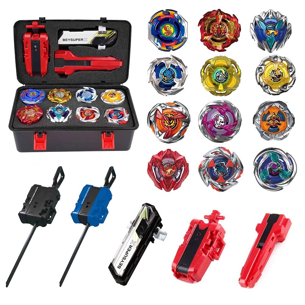 MUSTYBELT Burst Gyro Top Set with 12 colorful tops ready for competitive play