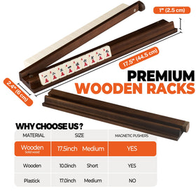 MUTEX walnut wood racks and pushers add classic elegance to play sessions.