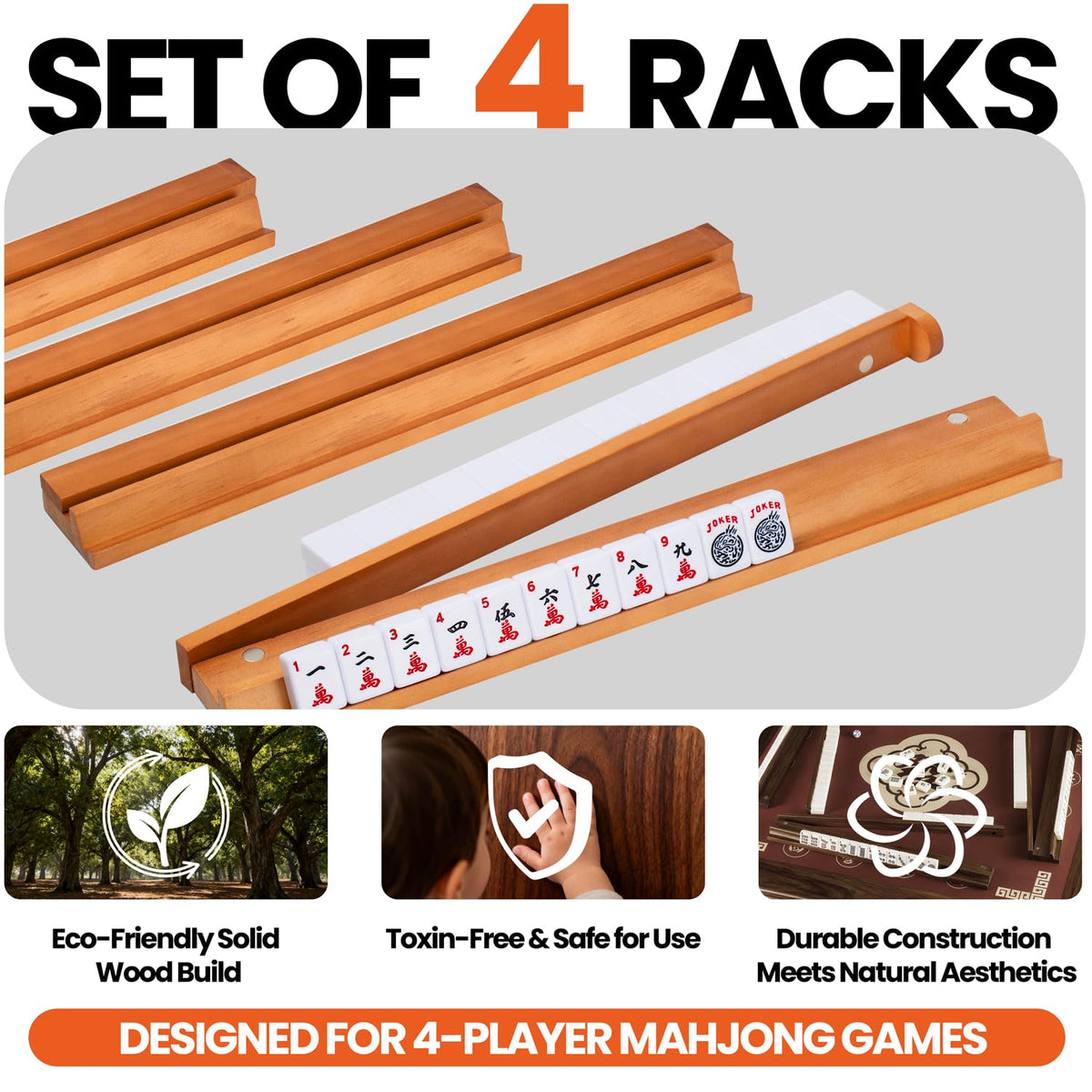 MUTEX wooden game racks in use, offering comfortable handling mid-game.