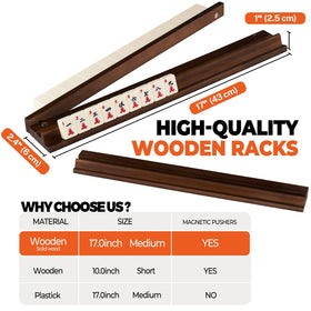 MUTEX walnut wood close-up showing racks with built-in pushers and craftsmanship.