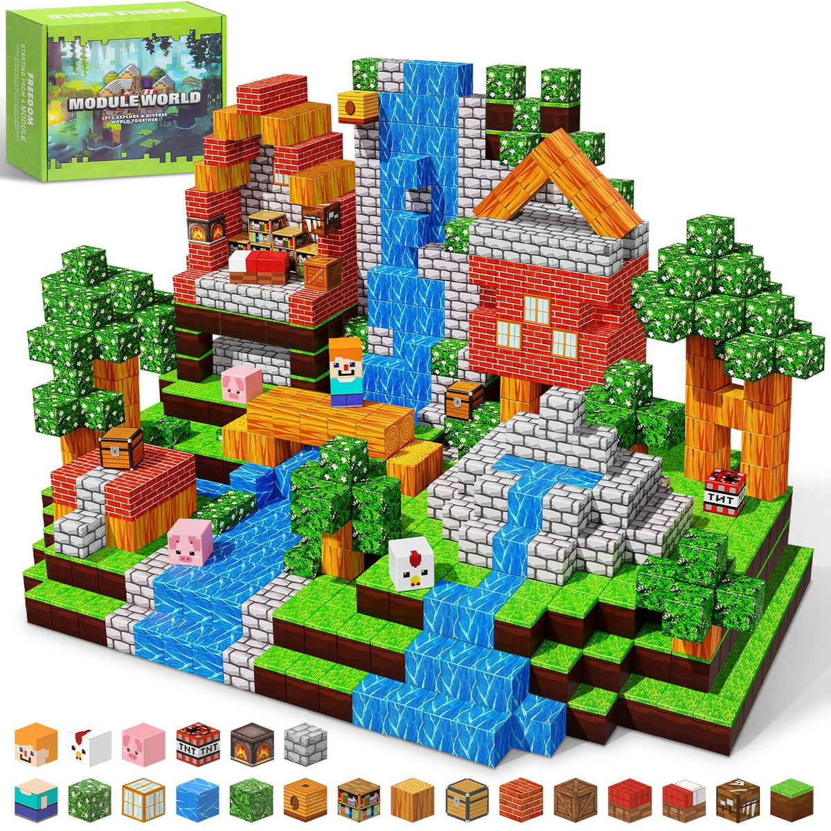 MUUHU 300PCS magnetic blocks for creative assembly and STEM play