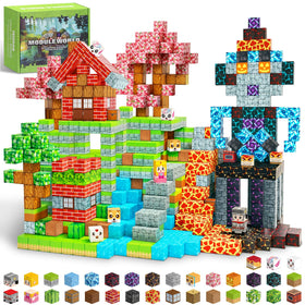 MUUHU 300pcs magnetic blocks set with colorful cubes for imaginative STEM play