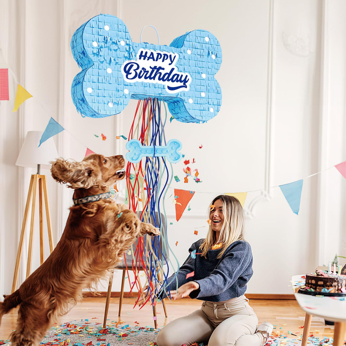 MUWOOB dog bone pinata size 16x10x3 inches ideal for dogs’ celebrations