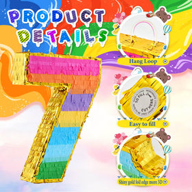 MUWOOB Rainbow 7 pinata hanging view ideal centerpiece for indoor or outdoor parties