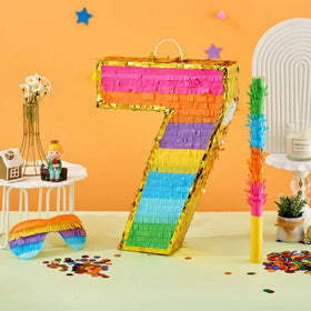 MUWOOB Rainbow 7 pinata with stick ready for interactive play