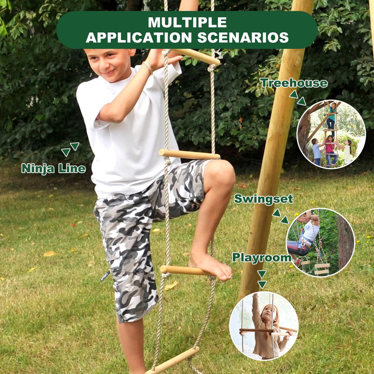 MUXHEL ladder installed indoors for balance and coordination practice.