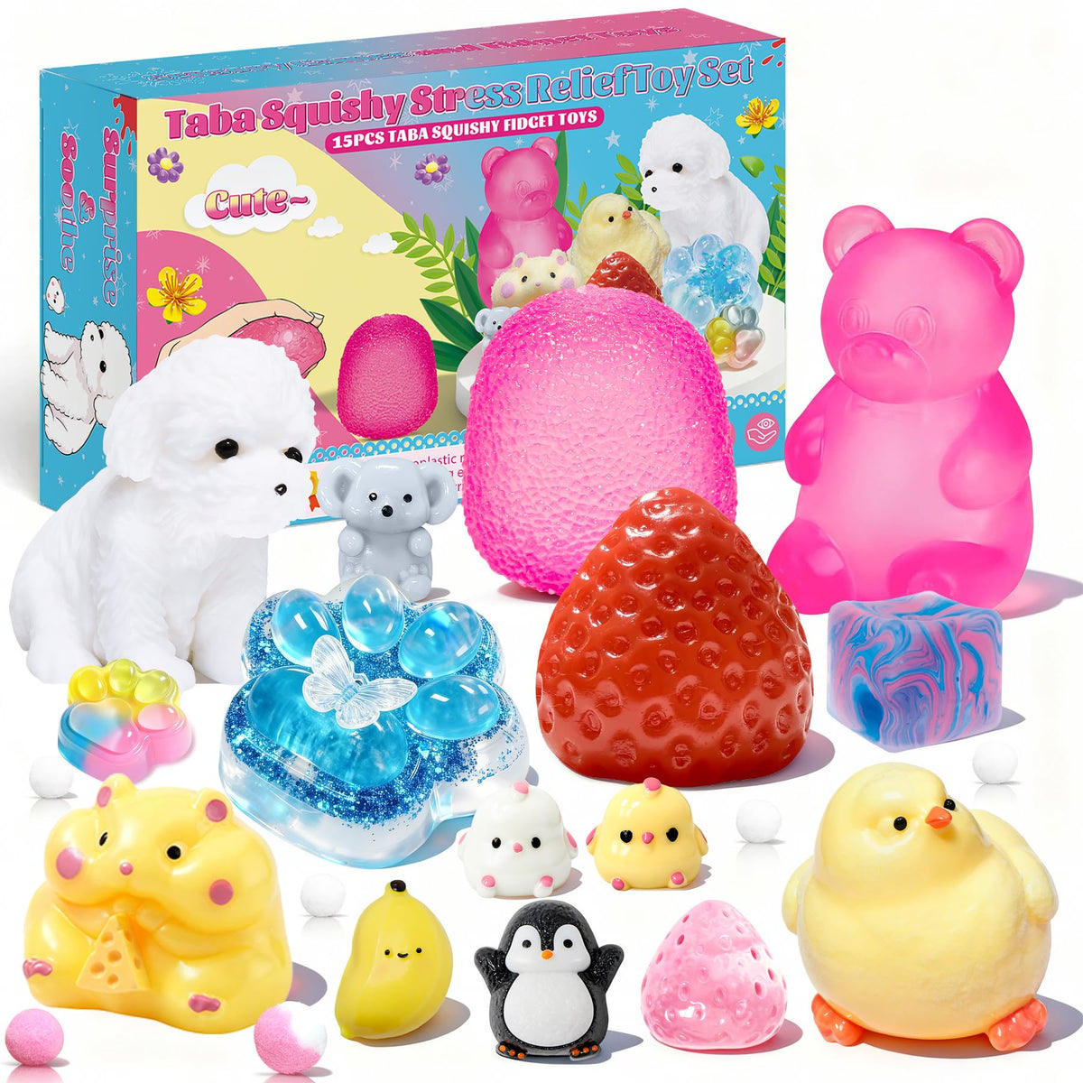 Muxiziu Taba Squishies Kit strawberry squishy for stress relief and desk play