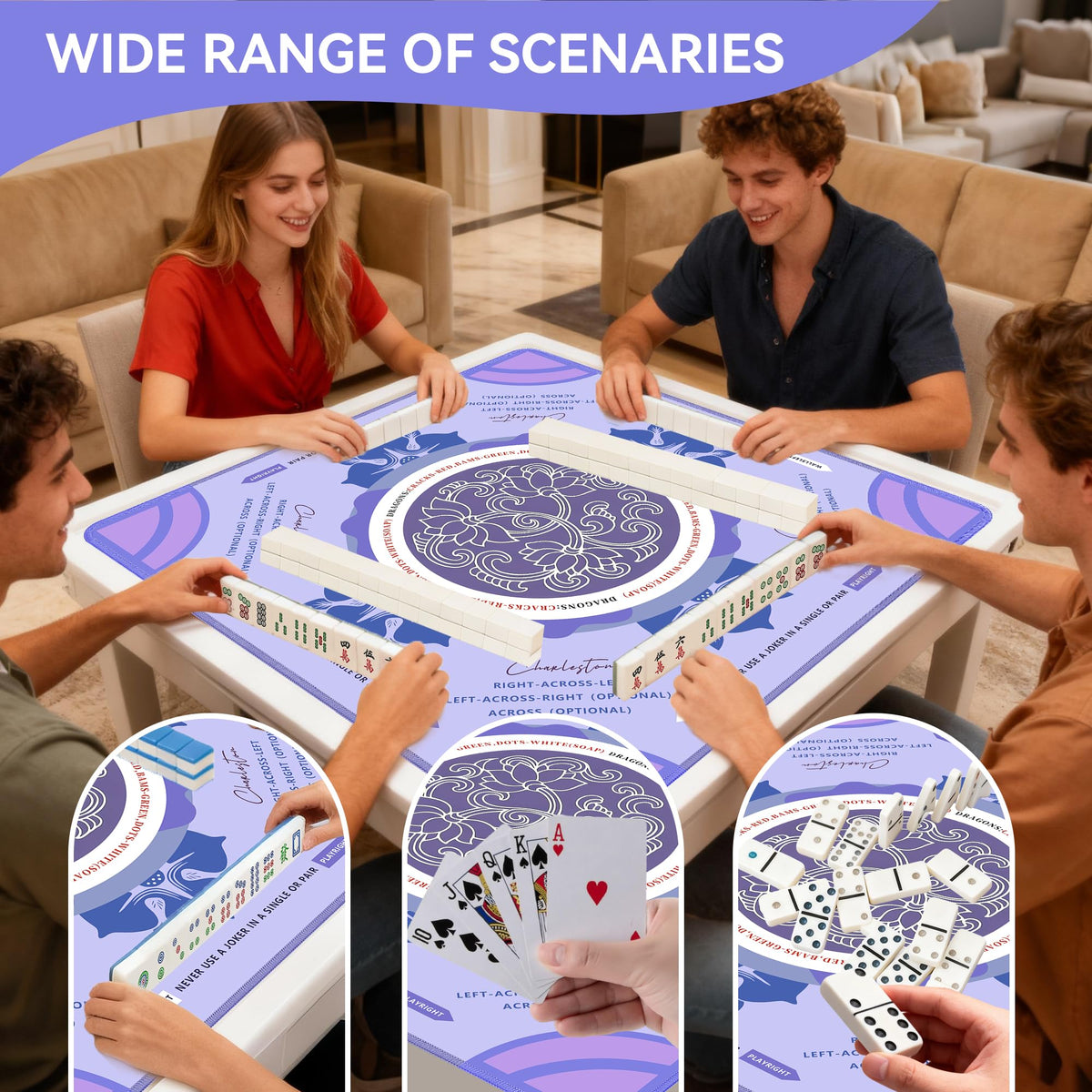 MuyuRise mat reduces tile noise for focused, quieter game sessions.