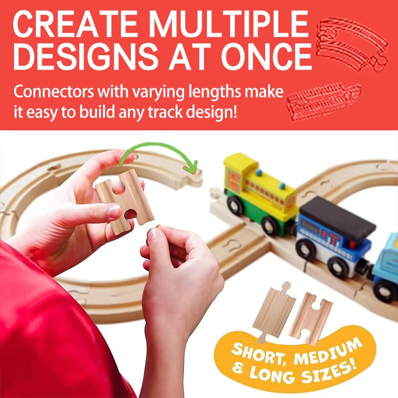 MUYUTOY wooden train track durable wood construction supports everyday use
