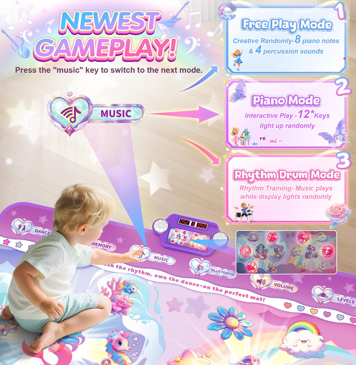 MUZREES Dance Mat two players setup enables shared fun during family game time