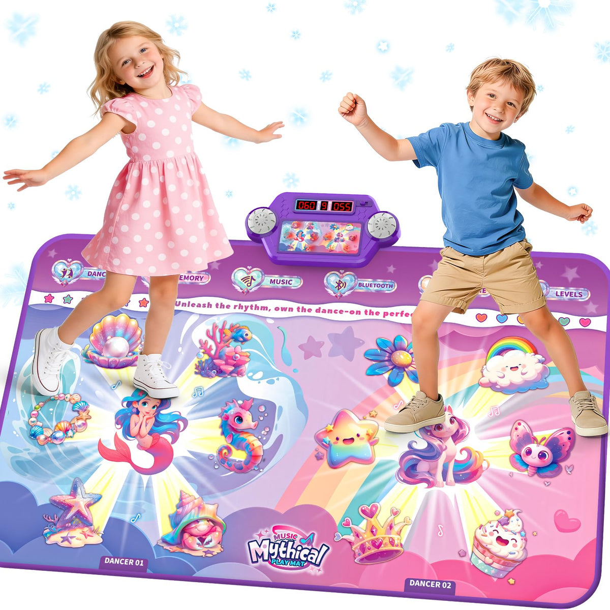 MUZREES Unicorn LED Lights dance mat for magical kid-friendly play sessions
