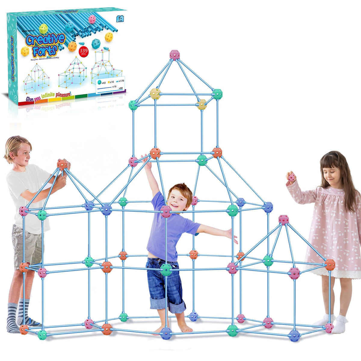 Mvishev fort-building-kit-339-pieces laid out for expansive imaginative construction indoors