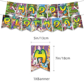 MVMVMVV Happy Birthday banner creates a bold backdrop for party moments.