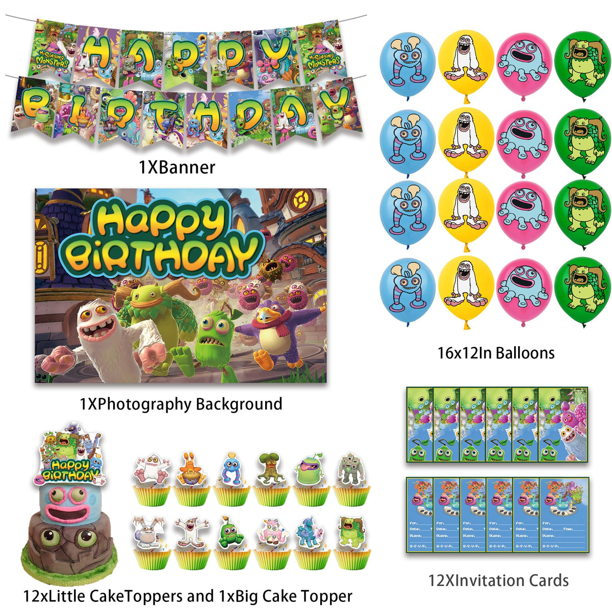 MVMVMVV monster latex balloons brighten any party setting for lively celebrations.