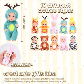 Dolls wearing ten different outfits enabling varied role-play scenarios