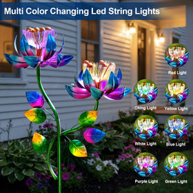 MXwcy wind spinner with LEDs glows at night adding subtle colors to outdoor space