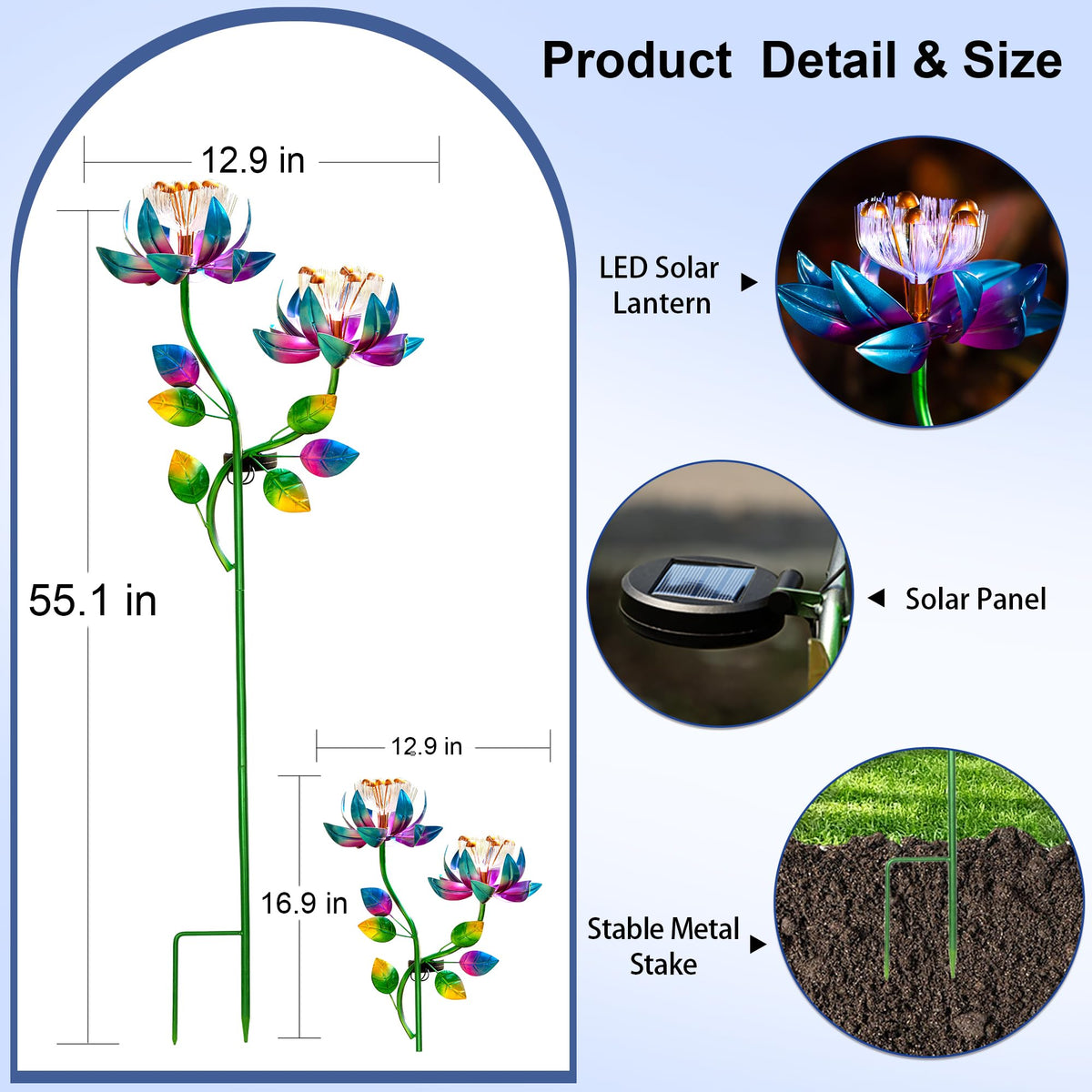 MXwcy blue twin flowers spin independently on sealed bearings for dynamic decor