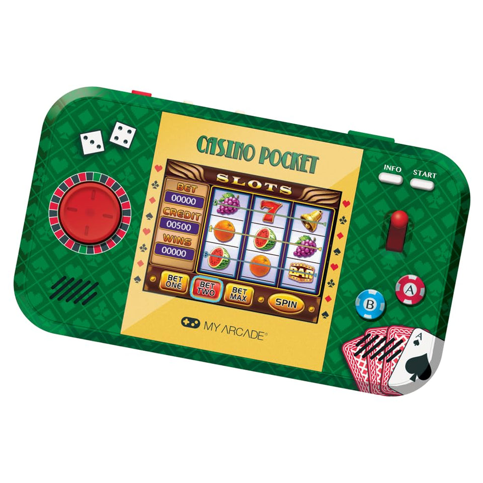 My Arcade Casino Pocket front view with a vibrant display for on-the-go play.