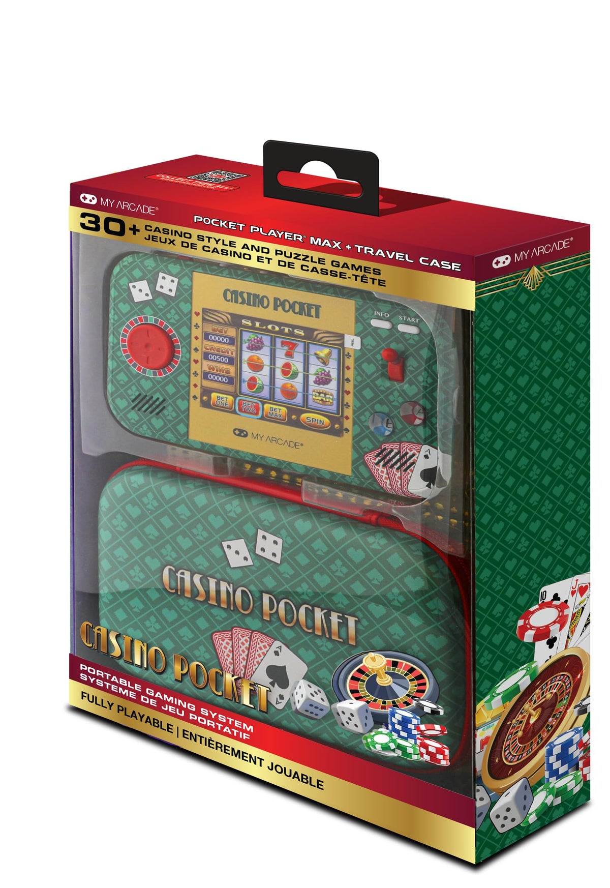My Arcade Casino Pocket games menu showing 30 titles for quick casino and puzzle fun.