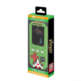 My Arcade Galaga Pixel Pocket Pro front view; portable retro arcade for on-the-go play.