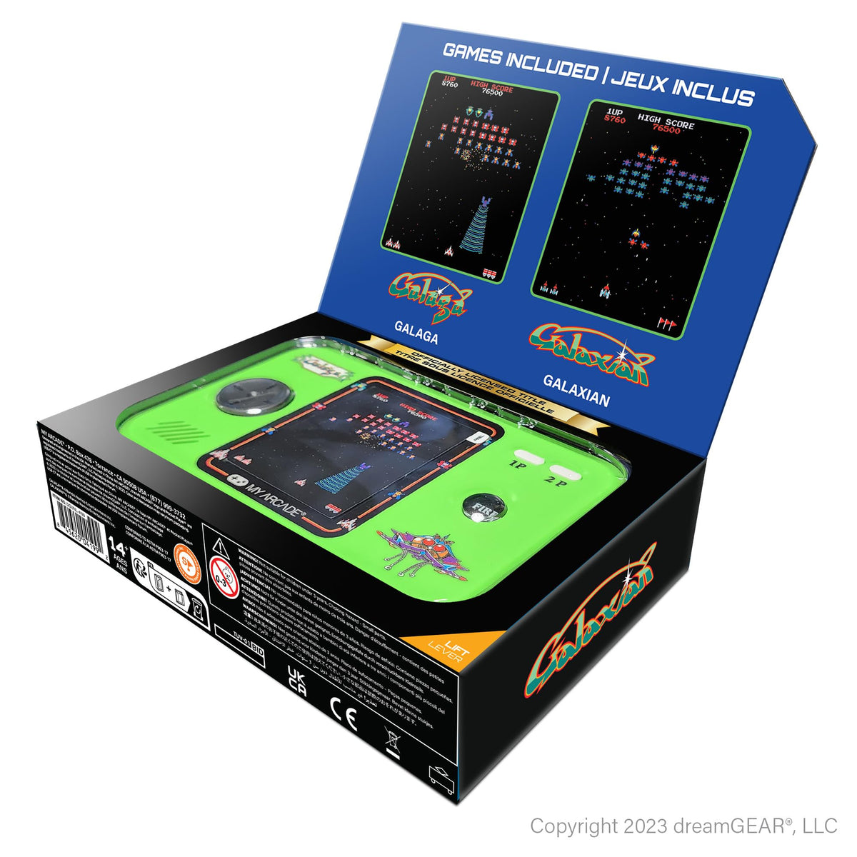 My Arcade Galaga Pocket features a compact ergonomic design for comfortable extended play.