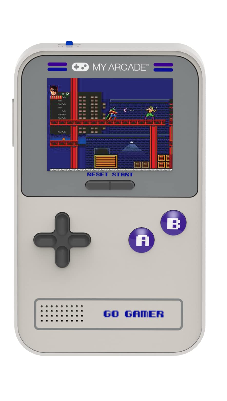 My Arcade Go Gamer Classic-Purple front view showing compact handheld design for on-the-go play.