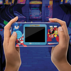 My Arcade Megaman Pocket Player Pro back cover shows durable portable build.