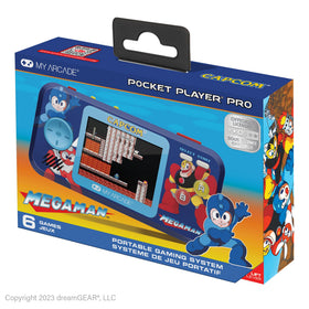 My Arcade Megaman Pocket Player Pro front view for on-the-go retro play.