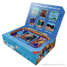 My Arcade Megaman Pocket Player Pro six-game collection in palm-sized device.