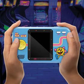 My Arcade Ms. Pac-Man Pocket Player Pro built-in speaker with volume control enhances gameplay.