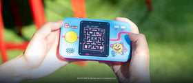 My Arcade Ms. Pac-Man Pocket Player Pro compact ergonomic design for easy handling.