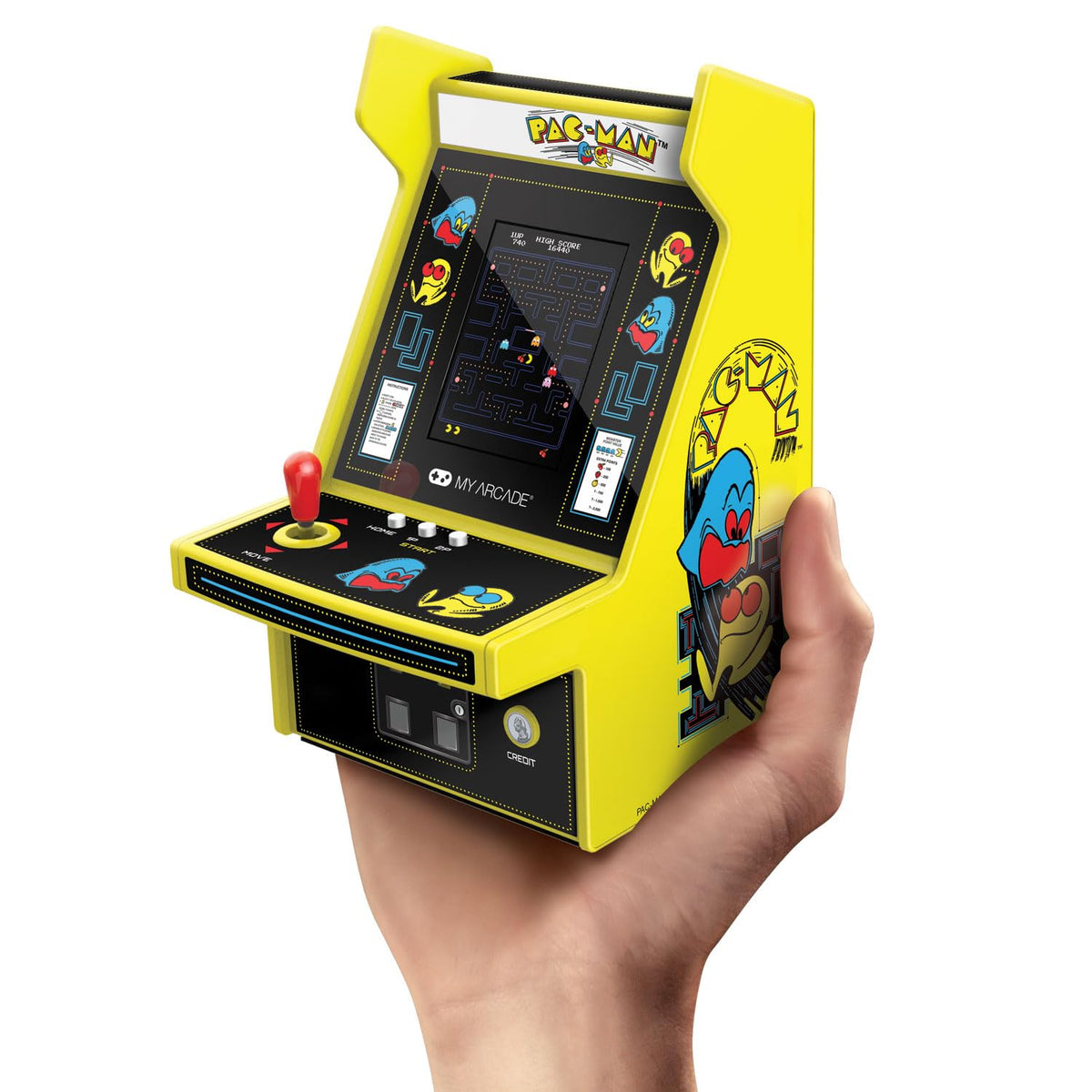 My Arcade Pac-Man Micro Player Pro display offers retro visuals and crisp pixels.